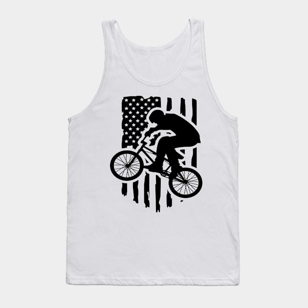 Bmx Bike Distressed American Flag Wheelie Biker Tank Top by HeroGifts